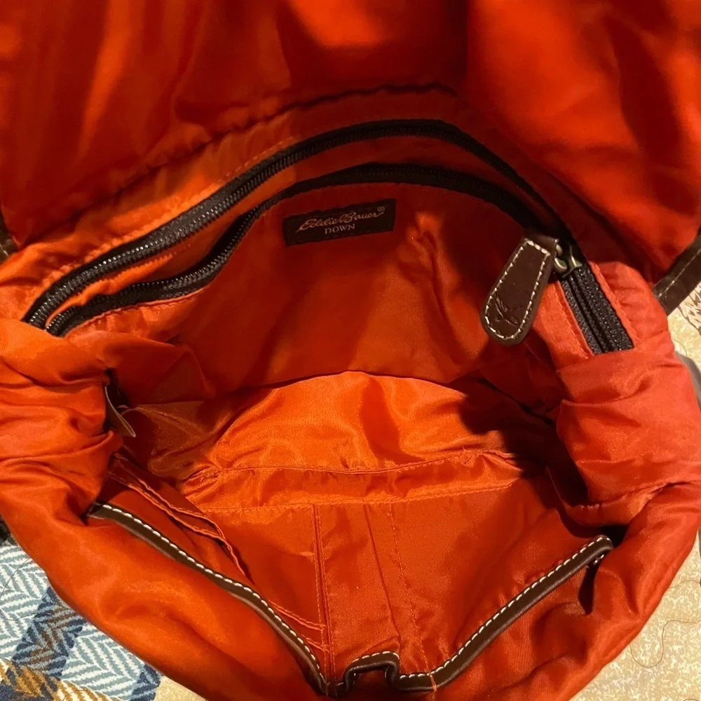 Eddie Bauer Vintage down filled shoulder bag  fits a little below arm pit
